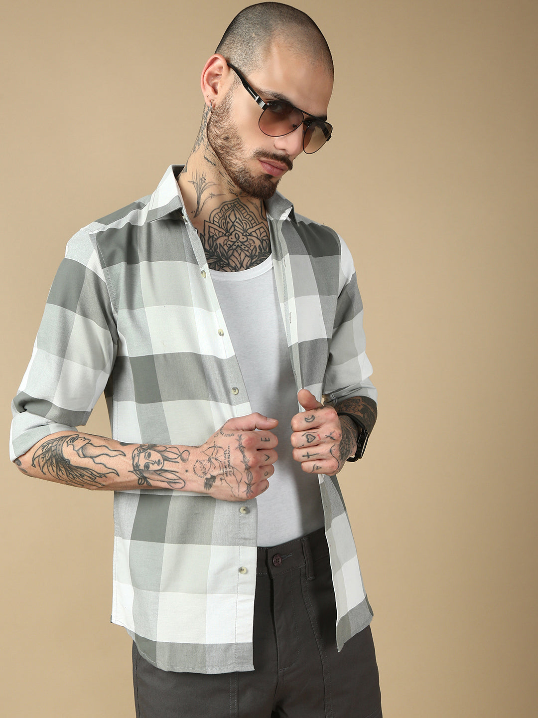Checks Full Sleeve Slim Shirt Without Pocket