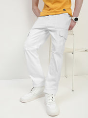 White Front Patch Pocket Loos Fit Cargo Paint
