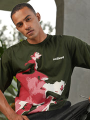 Printed Round Neck Oversize Half Sleeve T-Shirt
