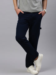 Navy Blue Straight Fit Men’s Cotton Pants