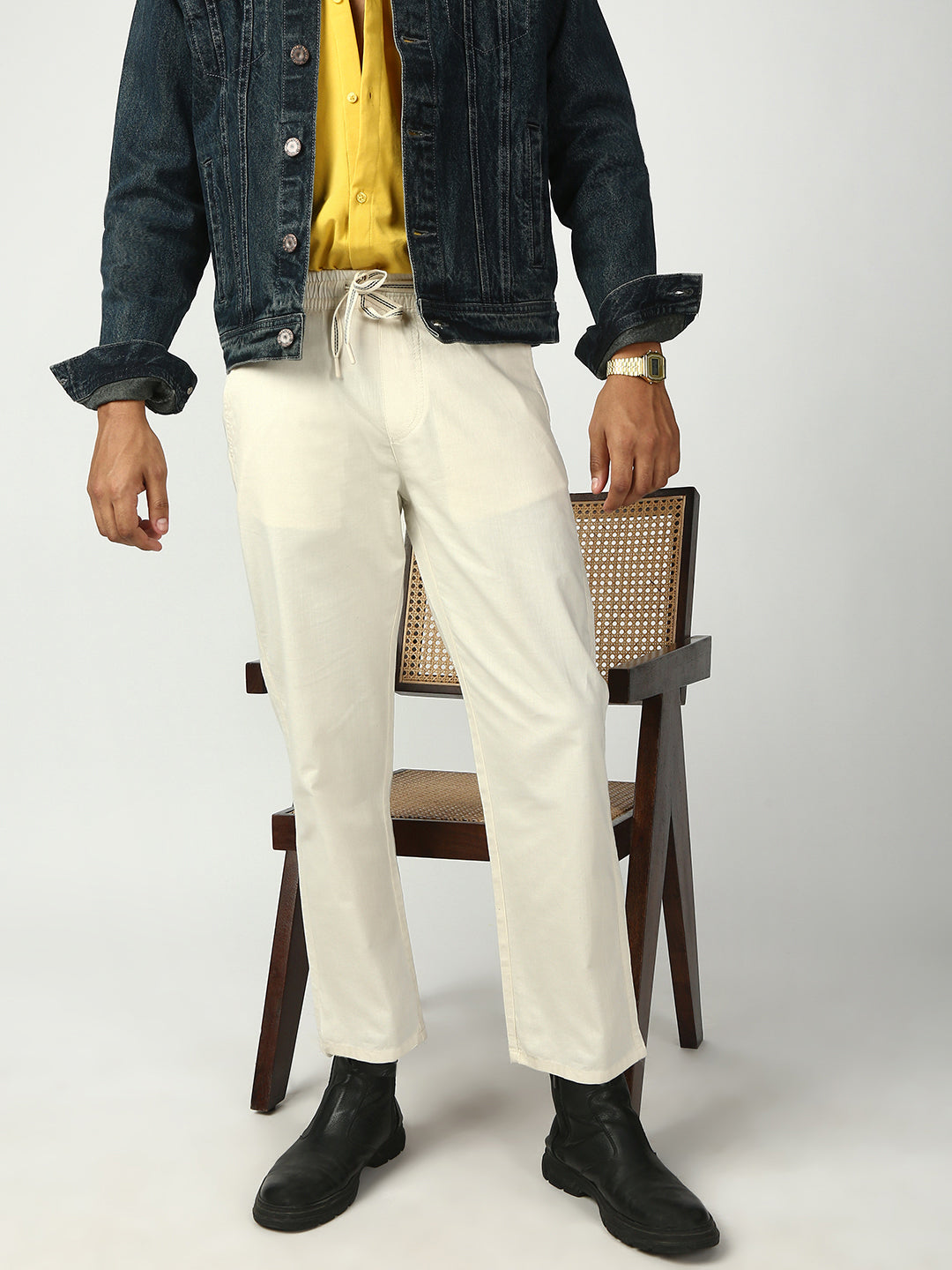 Off White Relax Fit Cross Pocket Cotton Pant