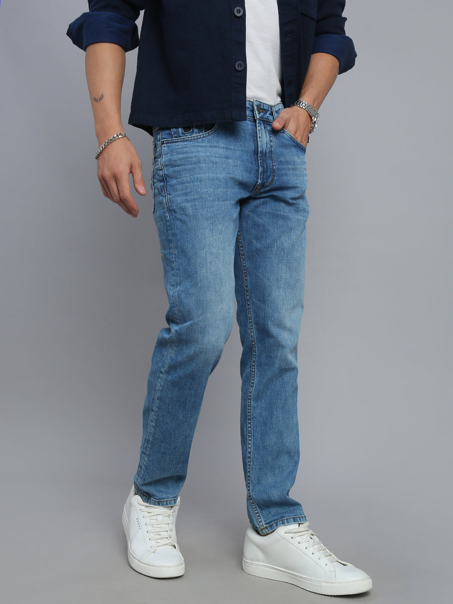 Mild Blue Comfort Fit Stretchable Jeans