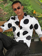 Printed Satin Giza Cotton Shirt Without Pocket