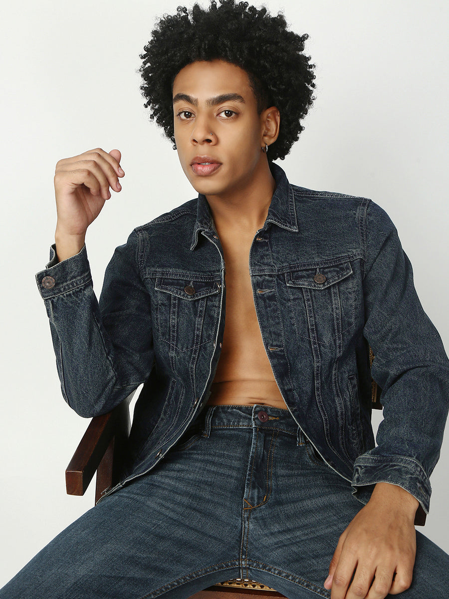 Vintage Blue Slim Fit Denim Jacket