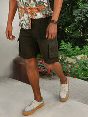Olive Slim Fit Cargo Shorts