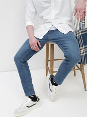 Vintage Light Blue Trapped Fit Stretchable Jeans
