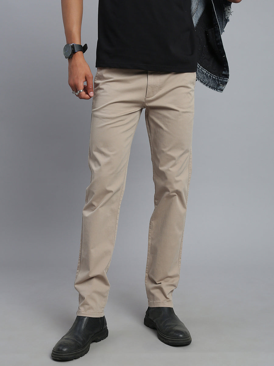Beige Comfort Slim Fit Chinos Paint