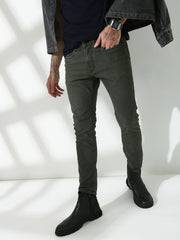 Green Poly Stretch Trapped Fit Jeans