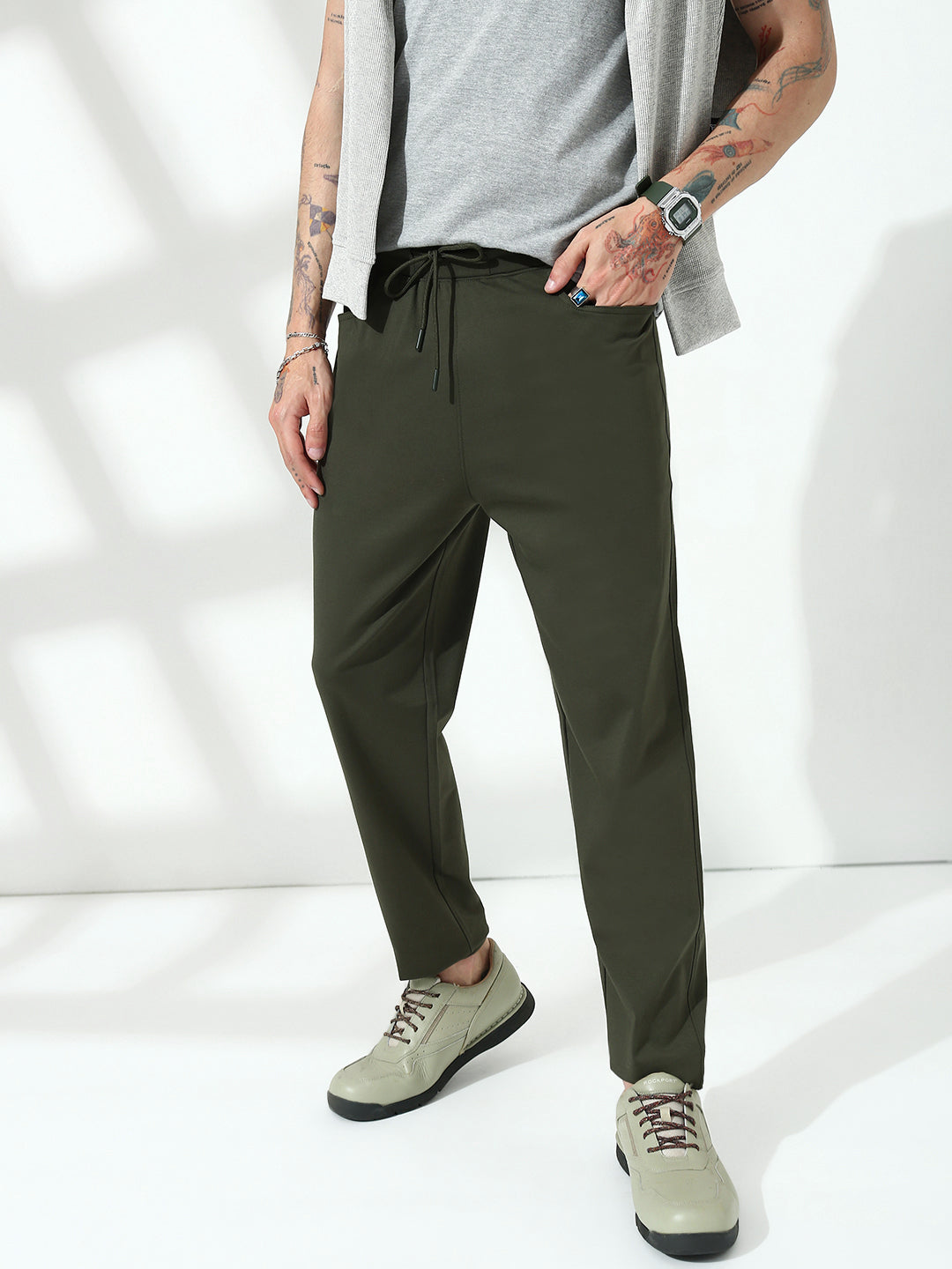 Olive Green Relax Fit Track Pant