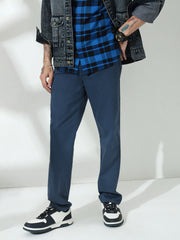 Navy Blue Straight Fit Cotton Pant