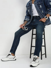 Vintage Blue Poly Stretch Trapped Fit Jeans