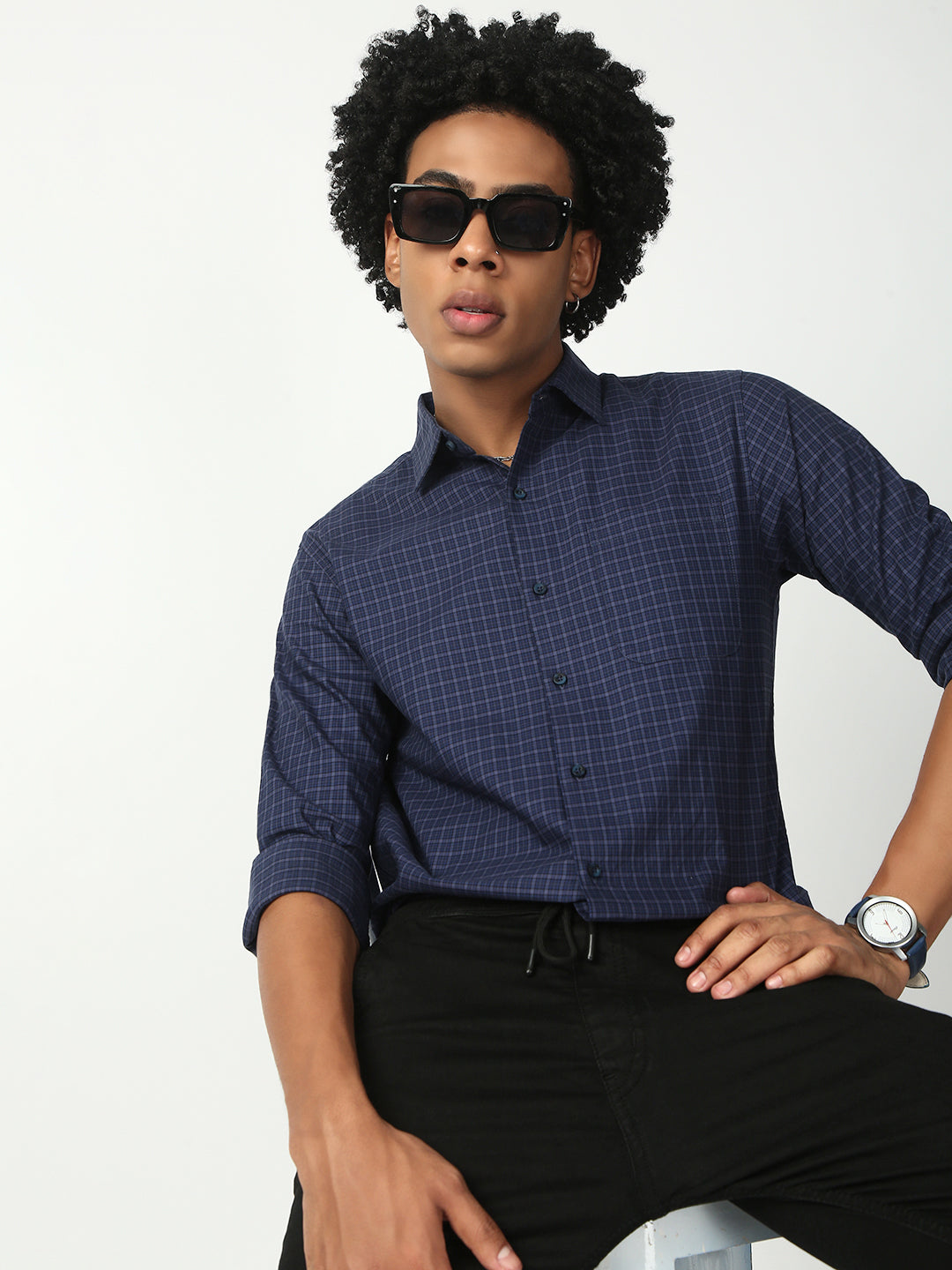 Checks Full Sleeve Slim Shirt With Pocket