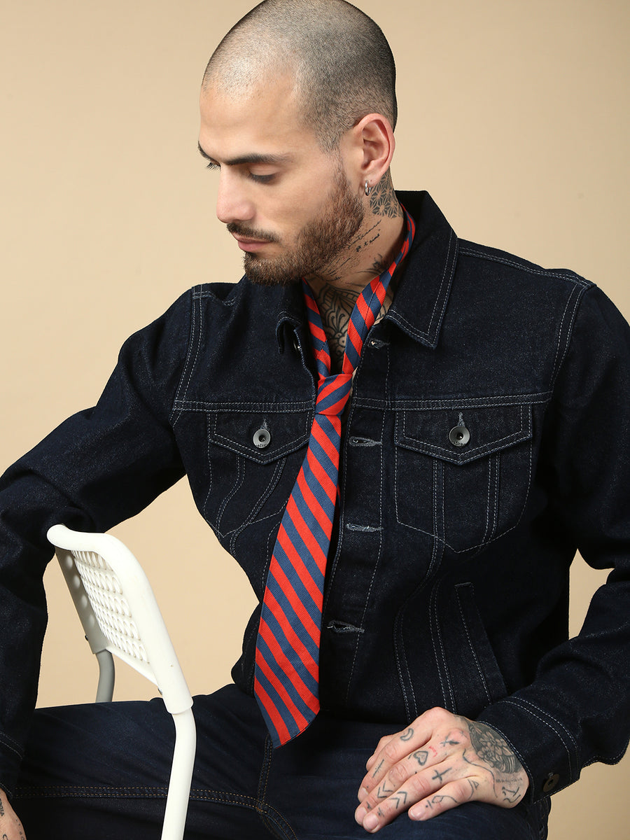 Dark Blue Slim Fit Denim Jacket