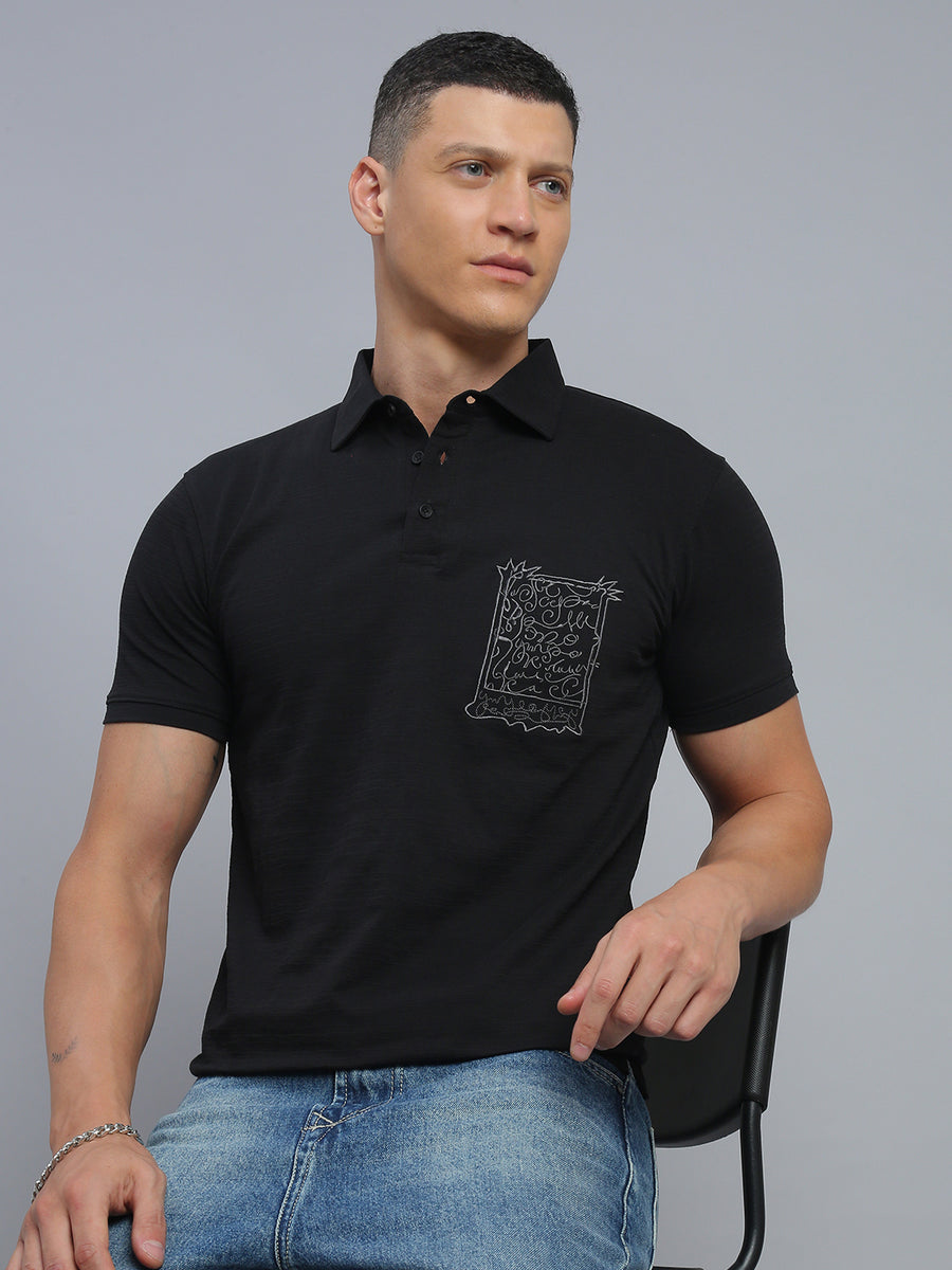 Black Polo Cotton T-Shirt