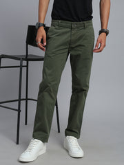 Dark Olive Green Comfort Slim Fit Chinos Paint