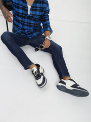 Blue Poly Stretch Trapped Fit Jeans