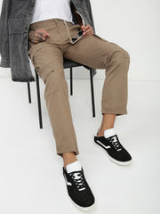 Khakhi 9 Pocket Regular Fit Cargo Paint