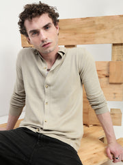 Sand Knit Cardigan Full Sleeve Relax Slim Fit Shirt Without Pocket