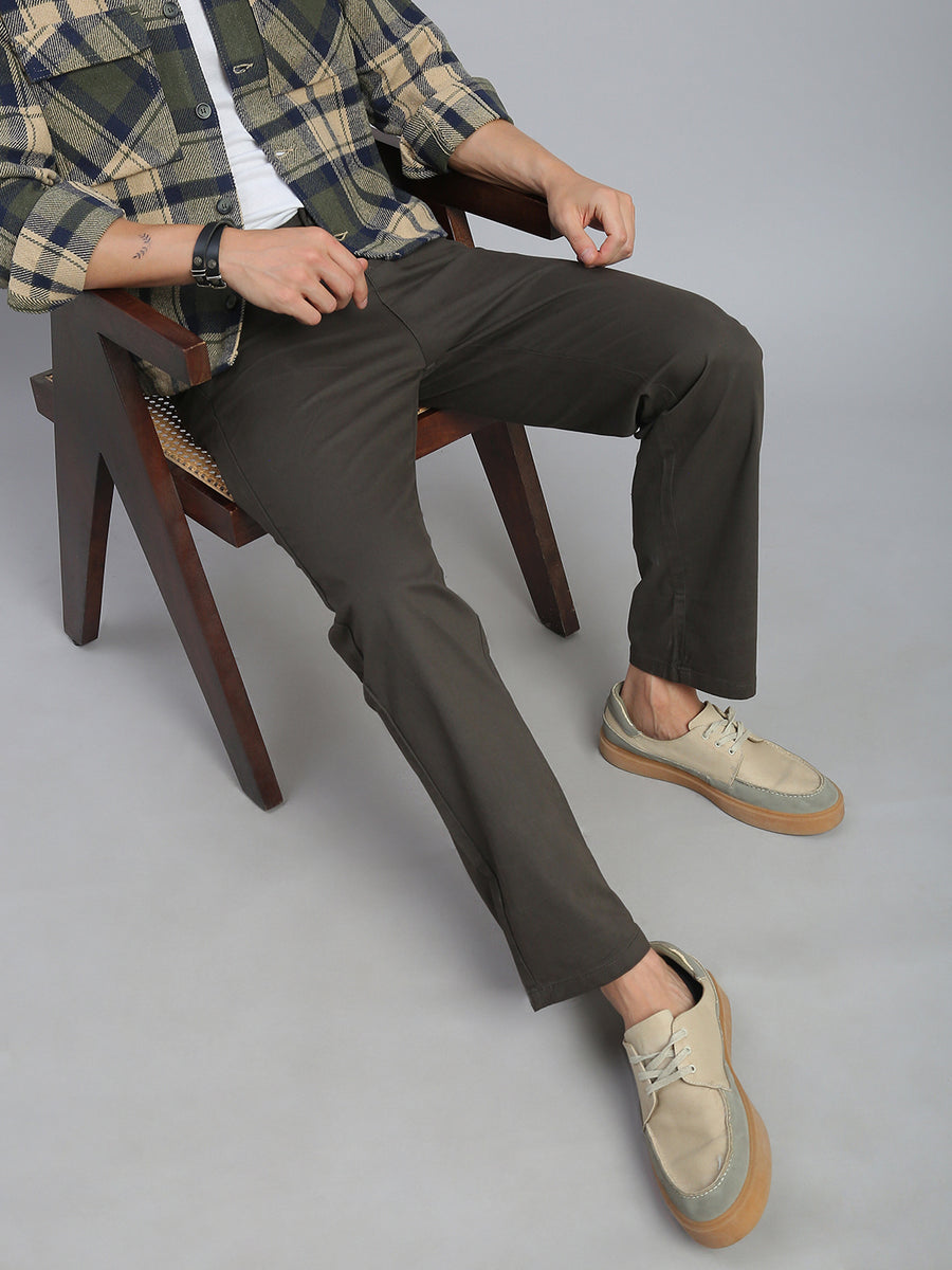 Olive Straight Fit Chinos Paint