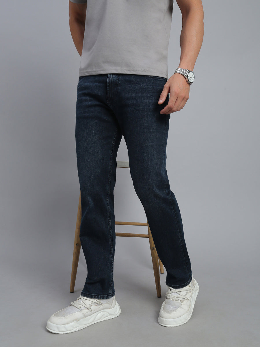Dark Blue Vintage Regular Straight Fit Stretchable Jeans