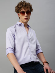 Pastel Purple Herringbone Shirt Without Pocket