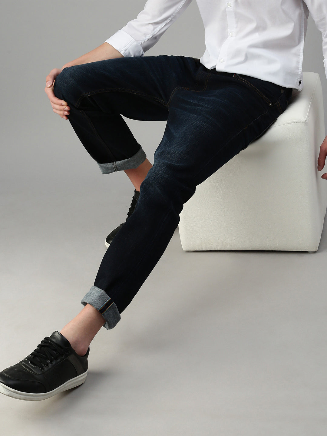 Dark Vintage Blue Slim Straight Fit Stretchable Jeans