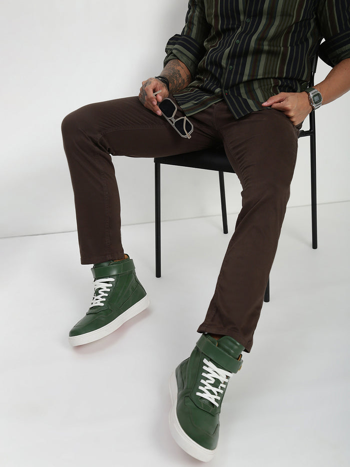 Dark Gray Slim Fit Satin Cotton Pants