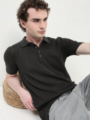 Polo See Through Dark Gray Cotton T-Shirt