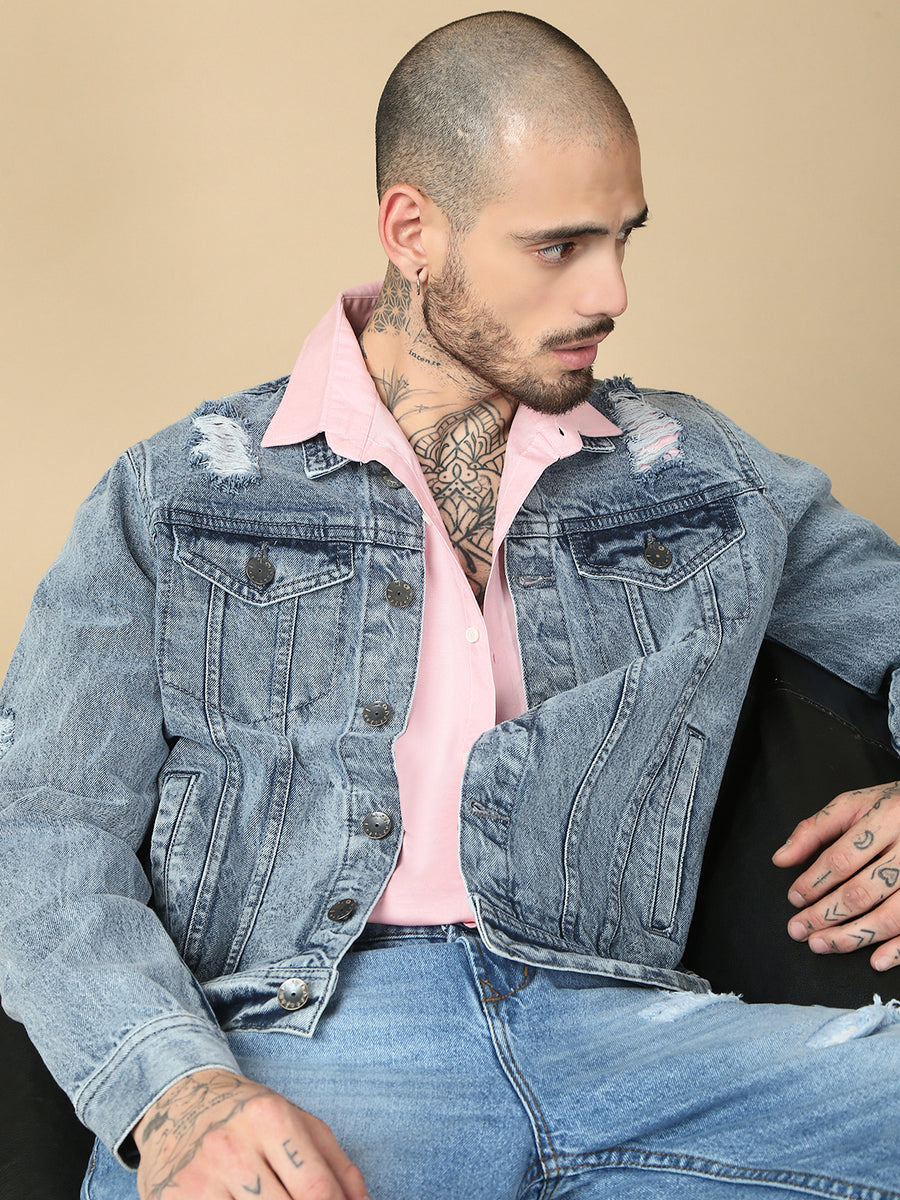 Light Blue Slim Fit Denim Jacket