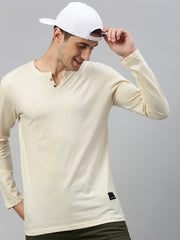 Natural Henley Neck Full Sleeve t-shirt