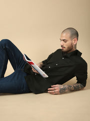 Bottel Green Full Sleeve Slim Shirt With Pocket