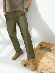Sage Green Straight Fit Cotton Pant