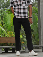 Black Straight Fit Cotton Cross Pocket Jeans