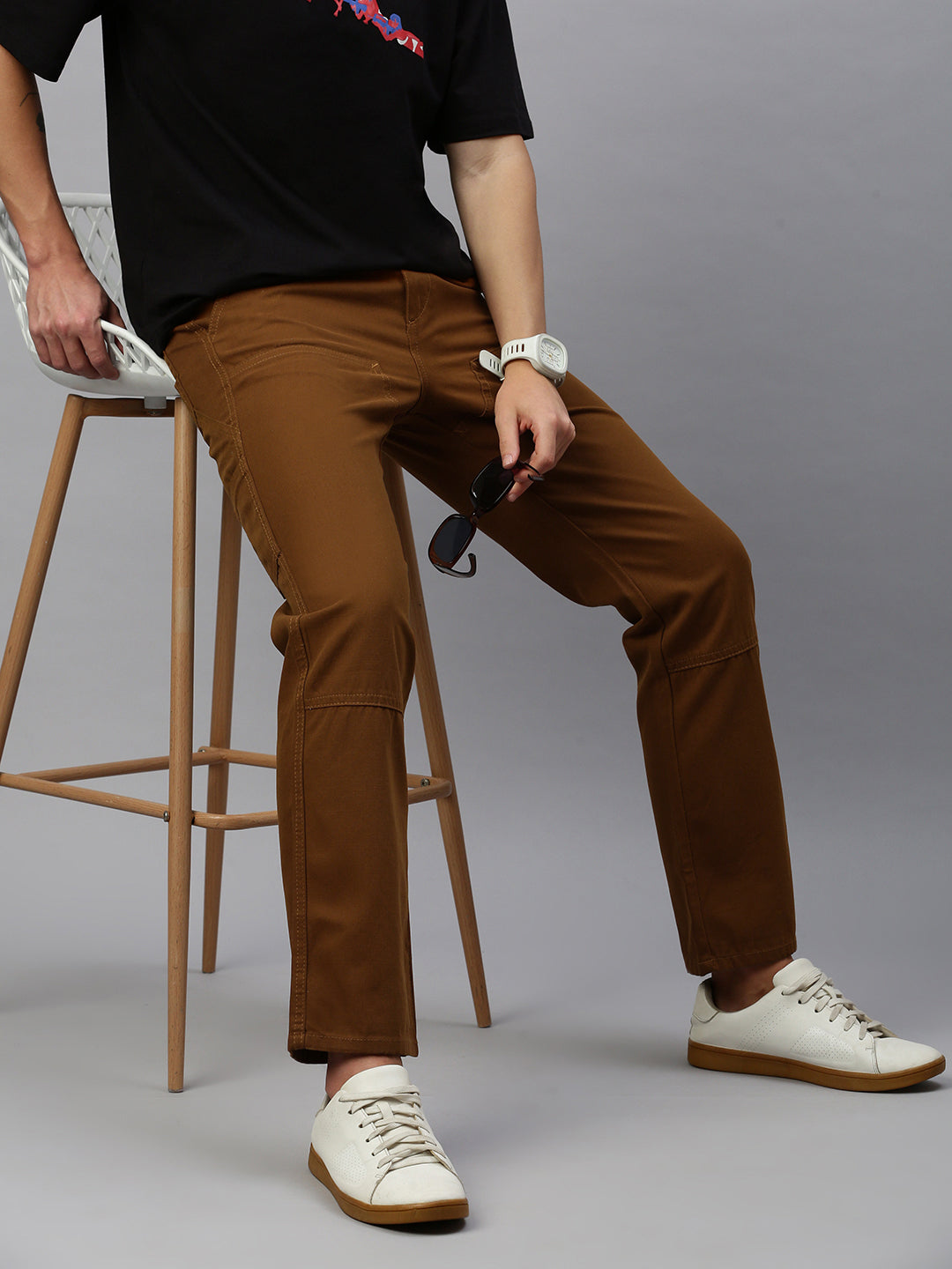 Camel Straight Fit Men’s Cotton Pants