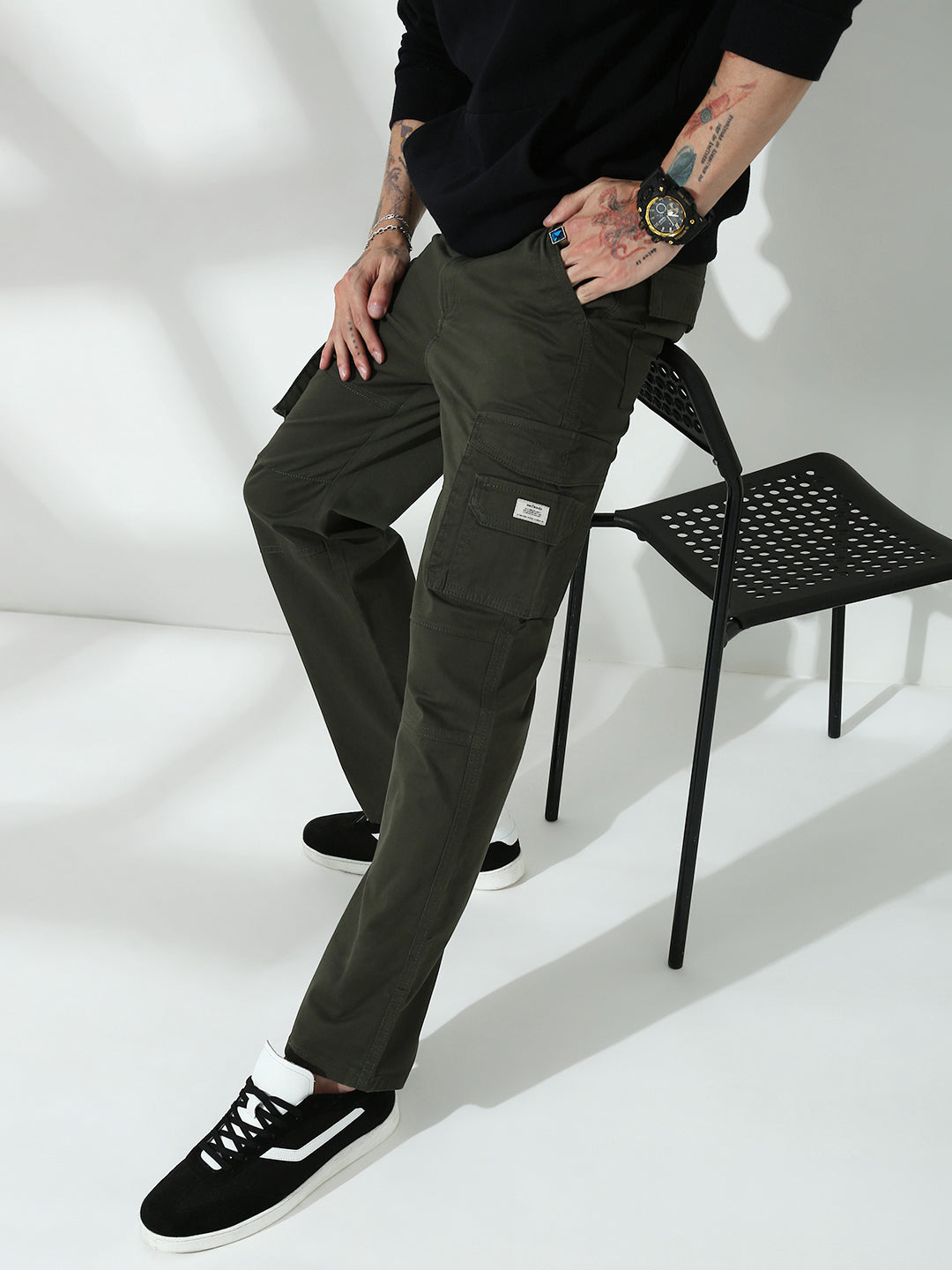 Drak Olive 7Pocket Regular Fit Cargo Paint