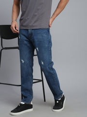 Blue Ripped Comfort Fit Jeans
