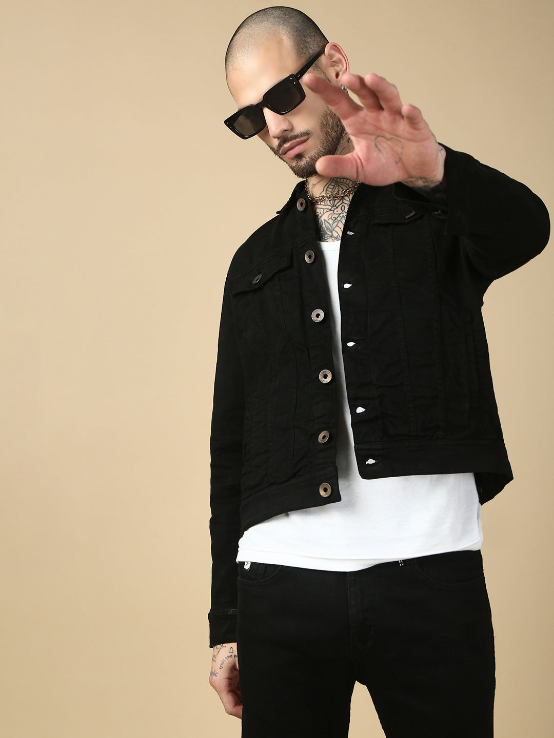 Black Over Dyeing Slim Fit Jacket