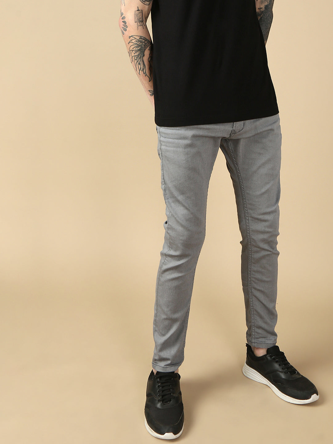 Gray Slim Fit Stretchable Jeans