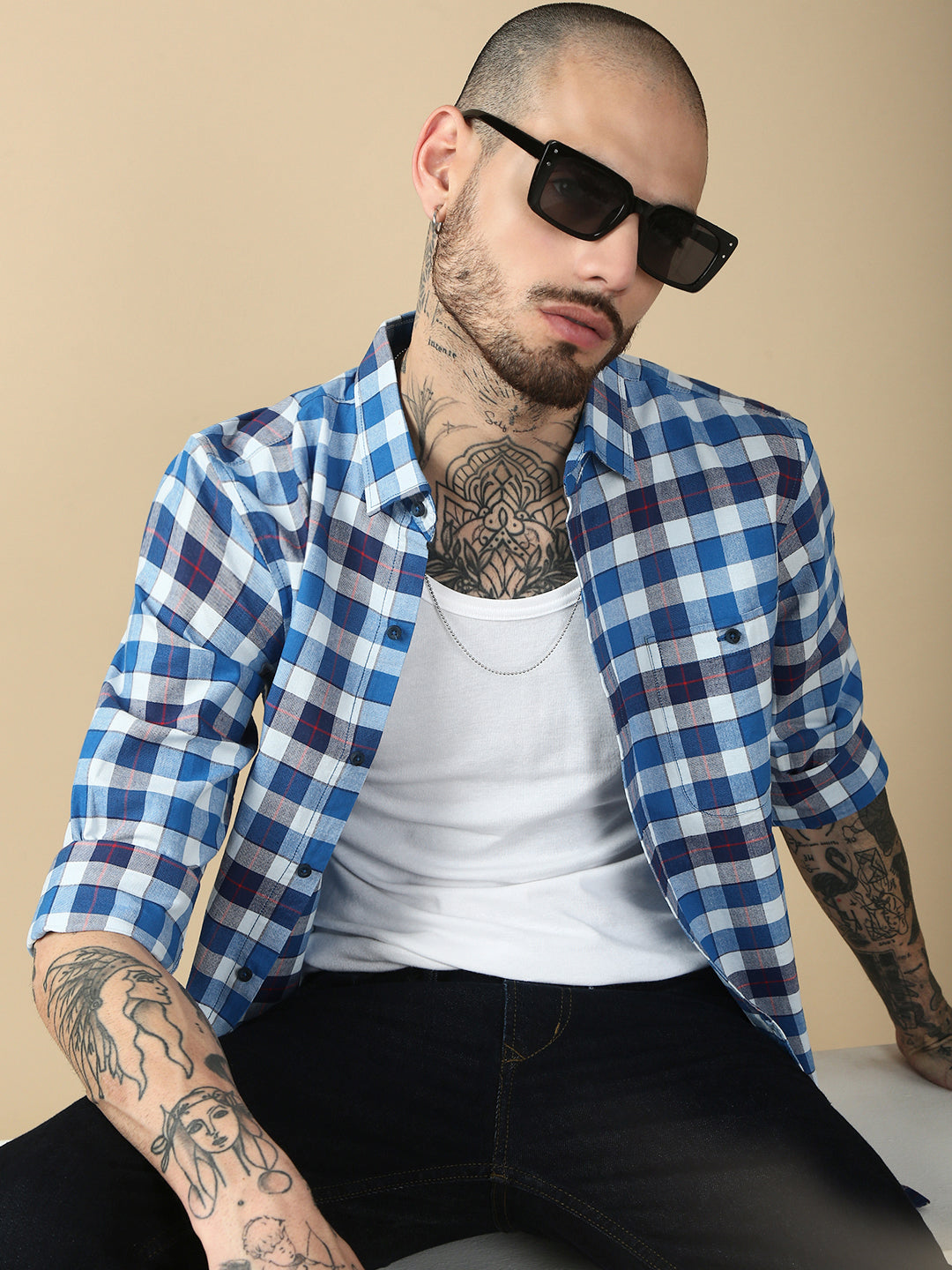 Checks Full Sleeve Relax Shirt With Pocket