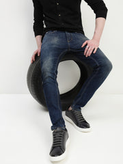 Vintage Blue Trapped Fit Stretchable Jeans
