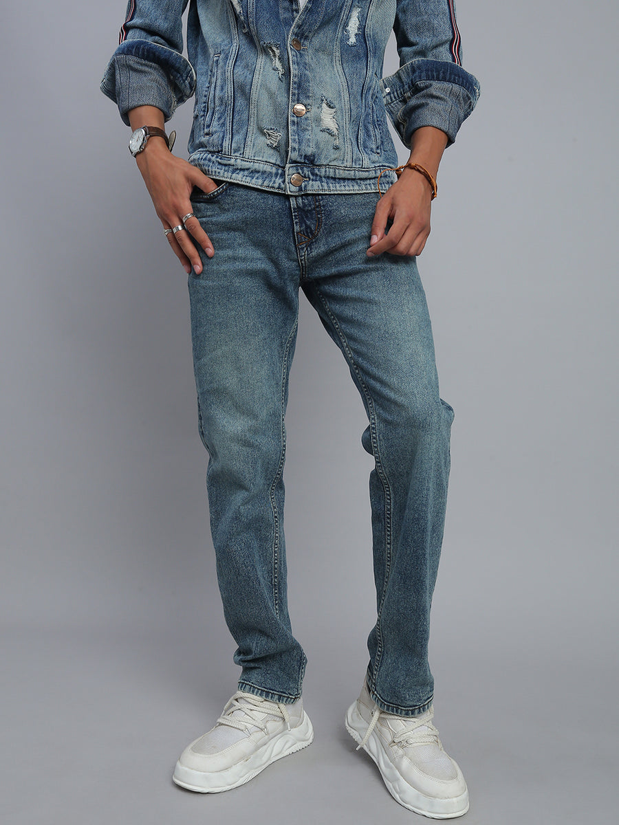 Mild Blue Vintage Regular Straight Fit Stretchable Jeans
