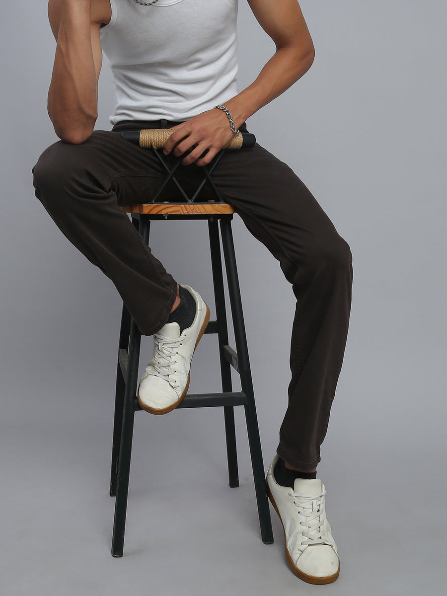 Brown Comfort Slim Fit Stretchable Jeans