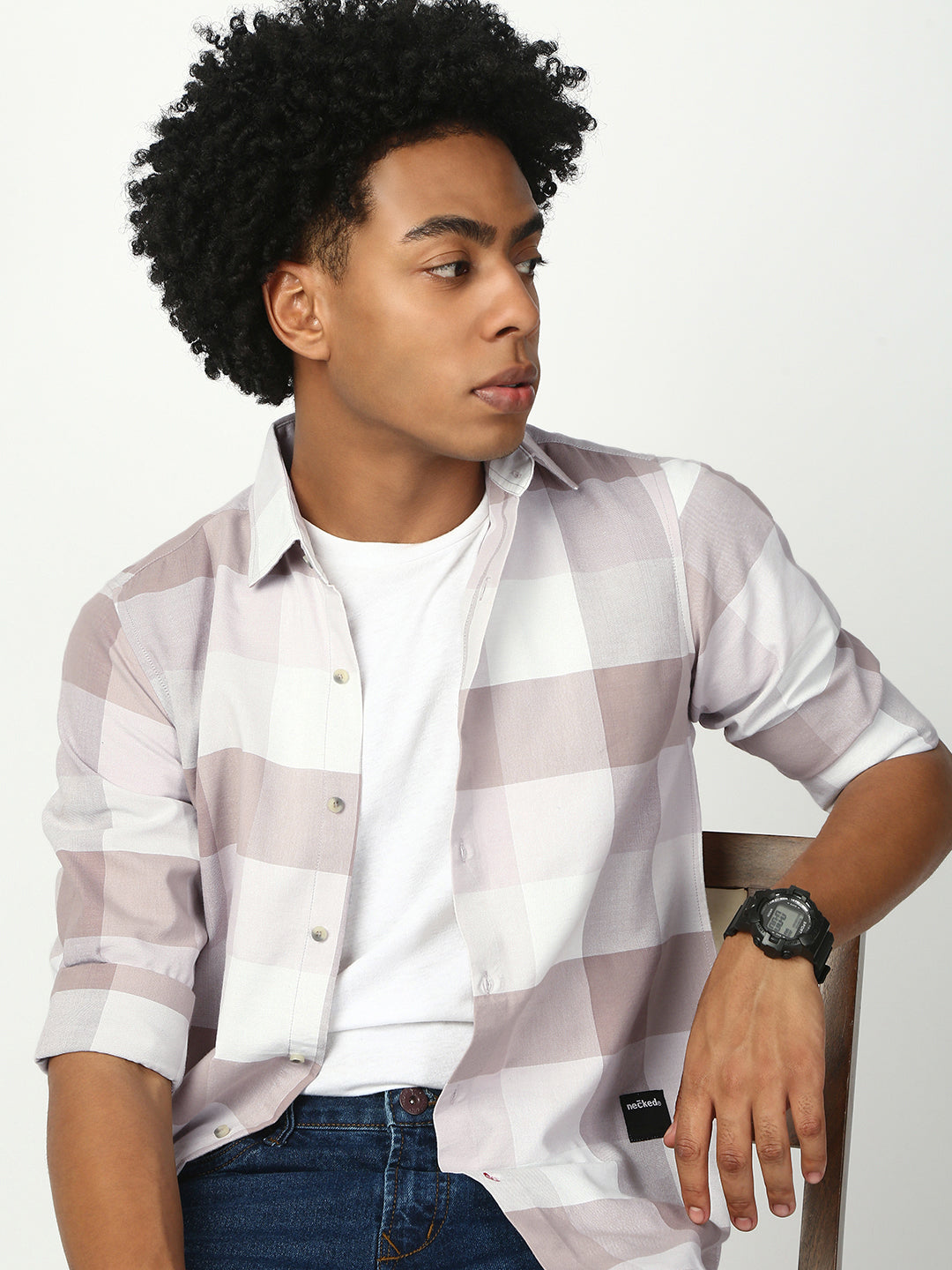 Checks Full Sleeve Slim Shirt Without Pocket