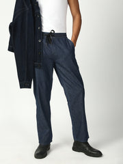Blue Relax Fit Cross Pocket Cotton Pant