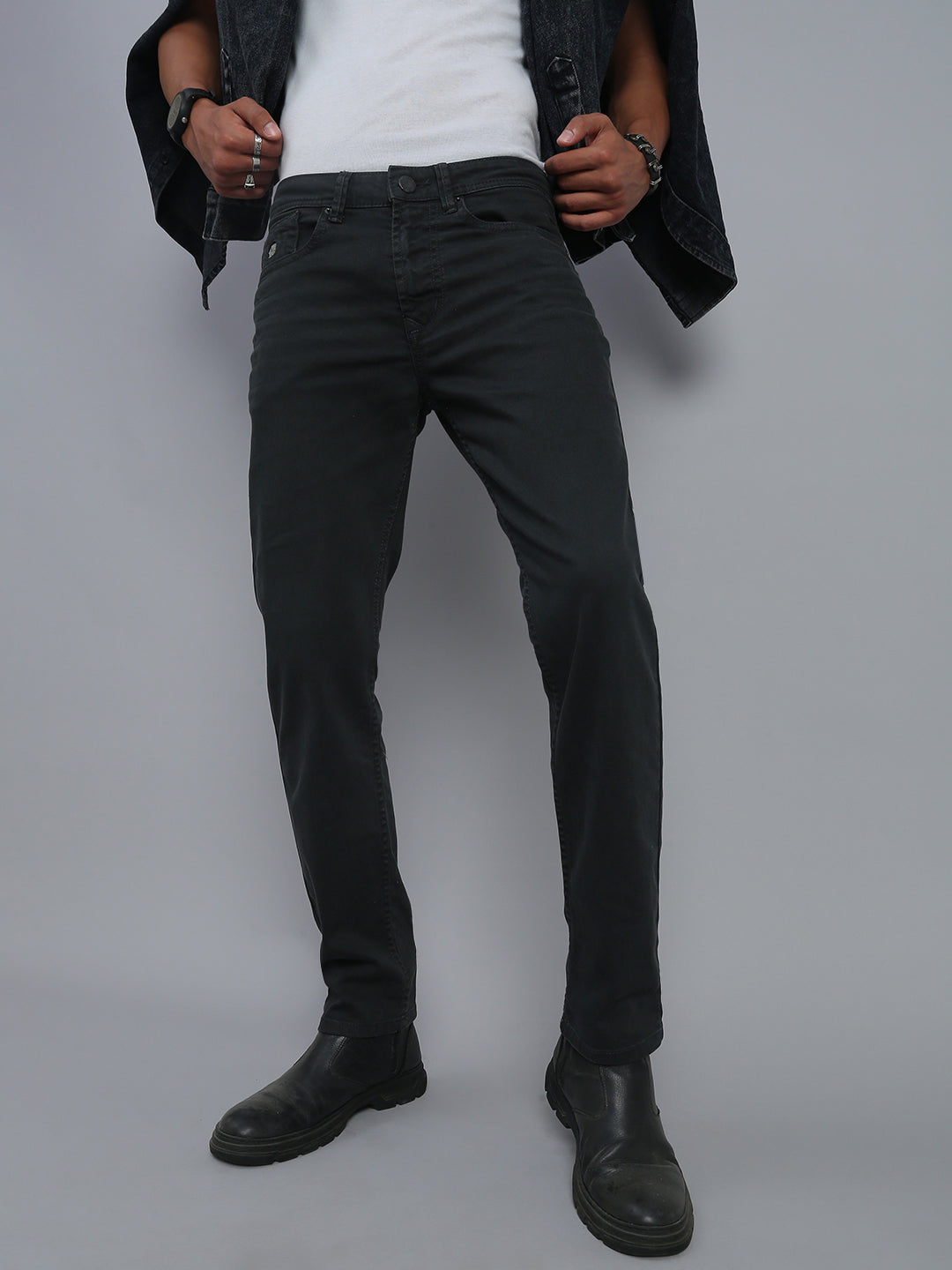 Charcoal Grey Comfort Slim Fit Stretchable Jeans