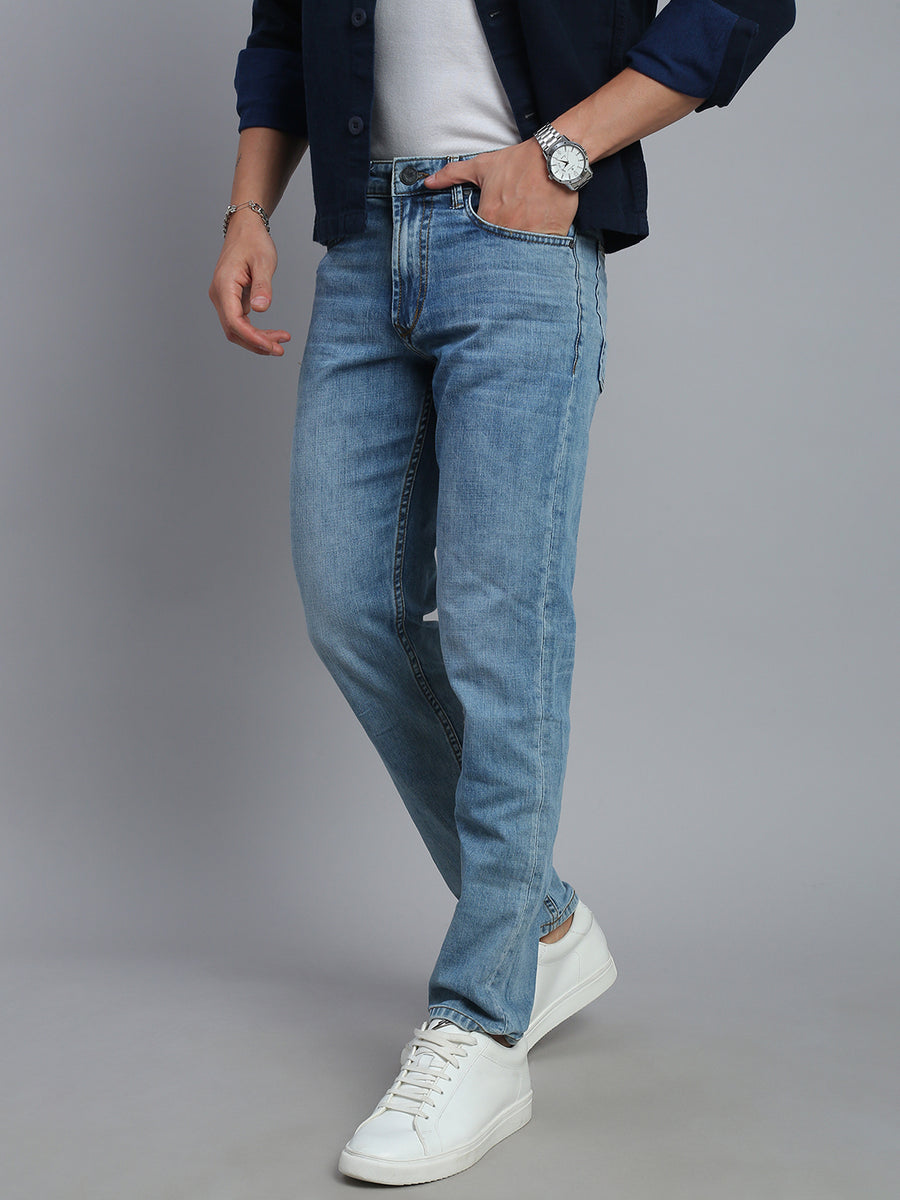 Light Blue Comfort Fit Stretchable Jeans