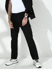 Black 7 Pocket Regular Fit Cargo Paint
