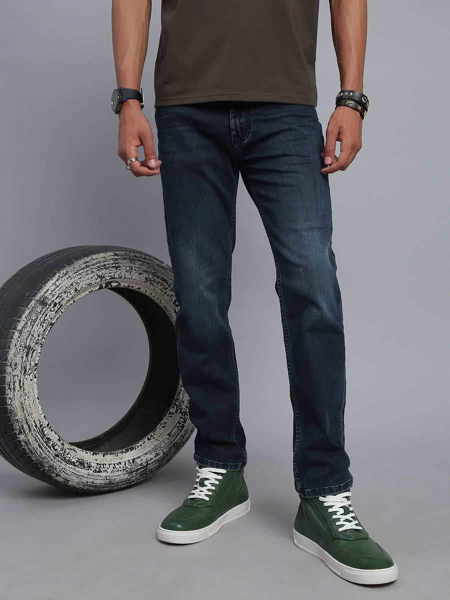 Blue Vintage Regular Straight Fit Stretchable Jeans