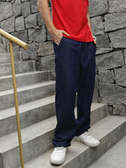 Raw Blue Straight Fit Cotton Cross Pocket Jeans