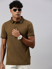Khakhi  Polo Collar Half T-Shirt